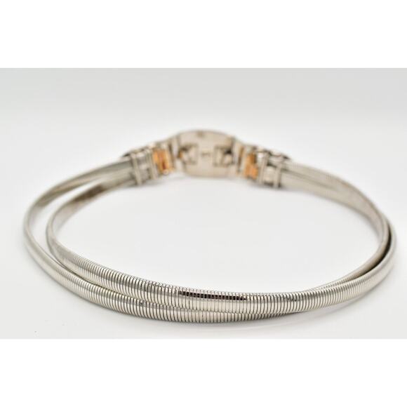 Vintage Statement Chain Belt Omega Stretchy Silver Gold Heavy 26\